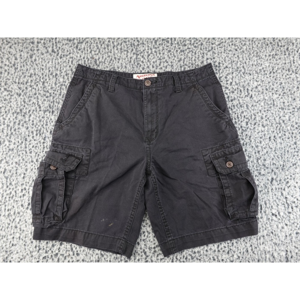 Arizona Cargo Shorts Mens 33 Black Good Utility Pockets 100% Cotton Relaxed Fit